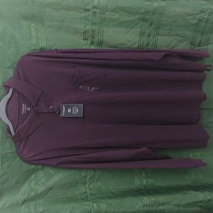 New Roundtree & Yorke Plum Long Sleeve Polo